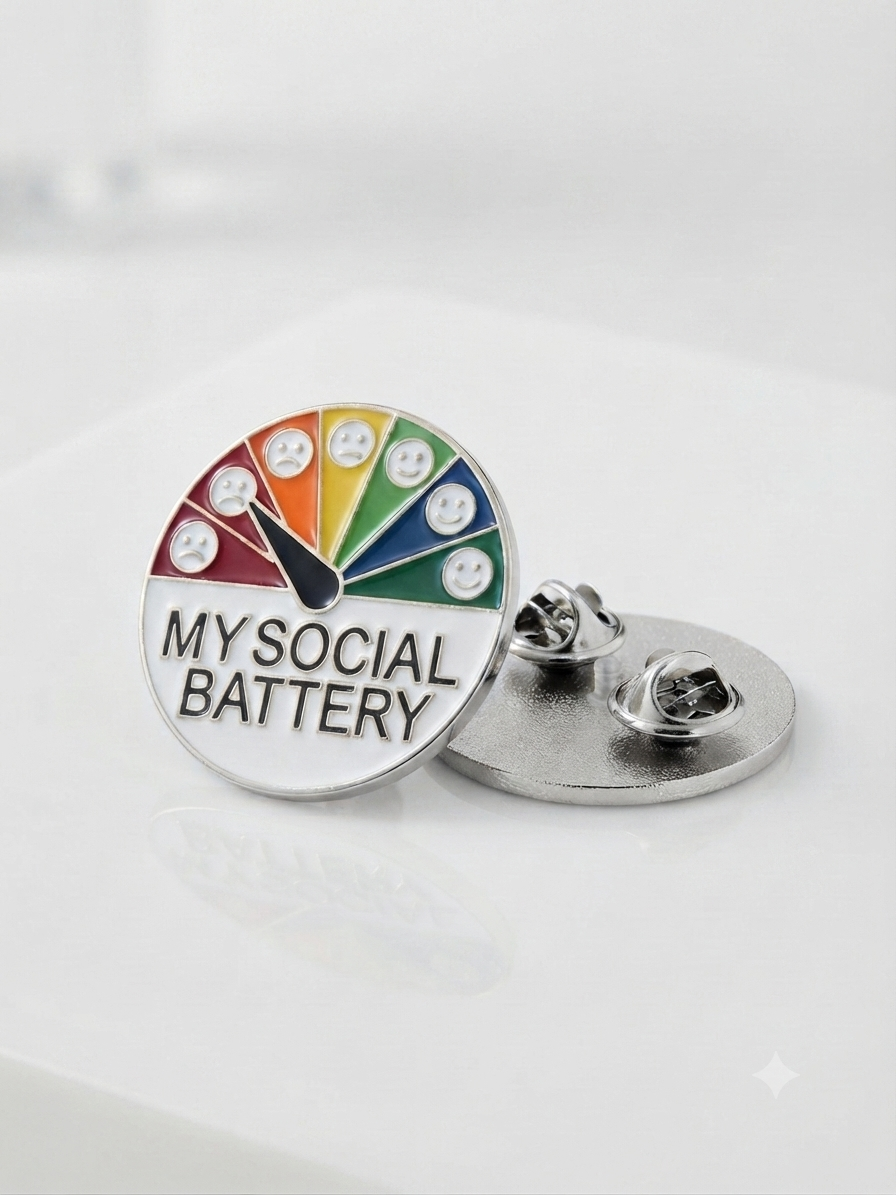 Pin’s / broche batterie sociale fonctionnel
