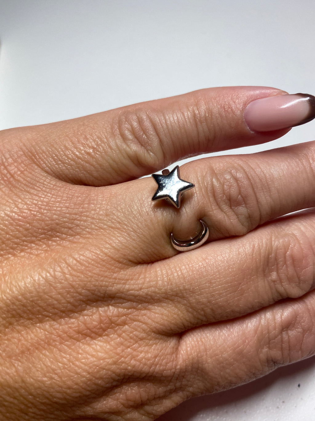 Bague étoile pivotante et lune anti-stress ajustable
