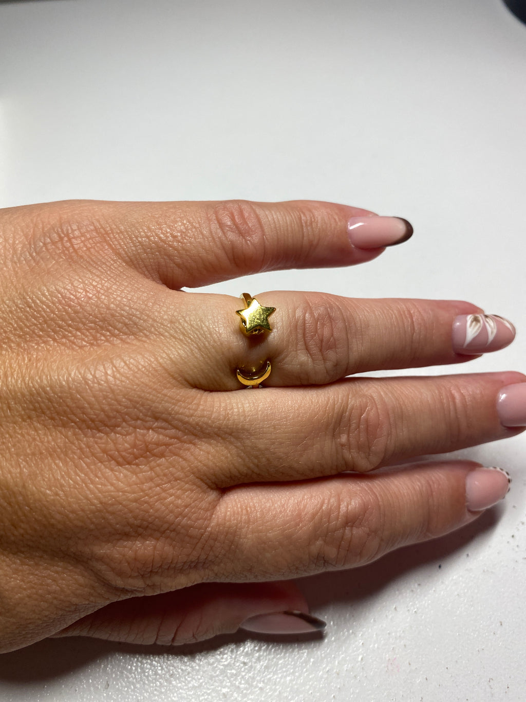 Bague étoile pivotante et lune anti-stress ajustable