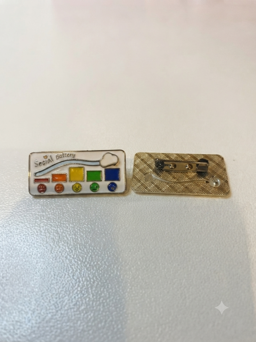 Pin’s / broche batterie sociale fonctionnel