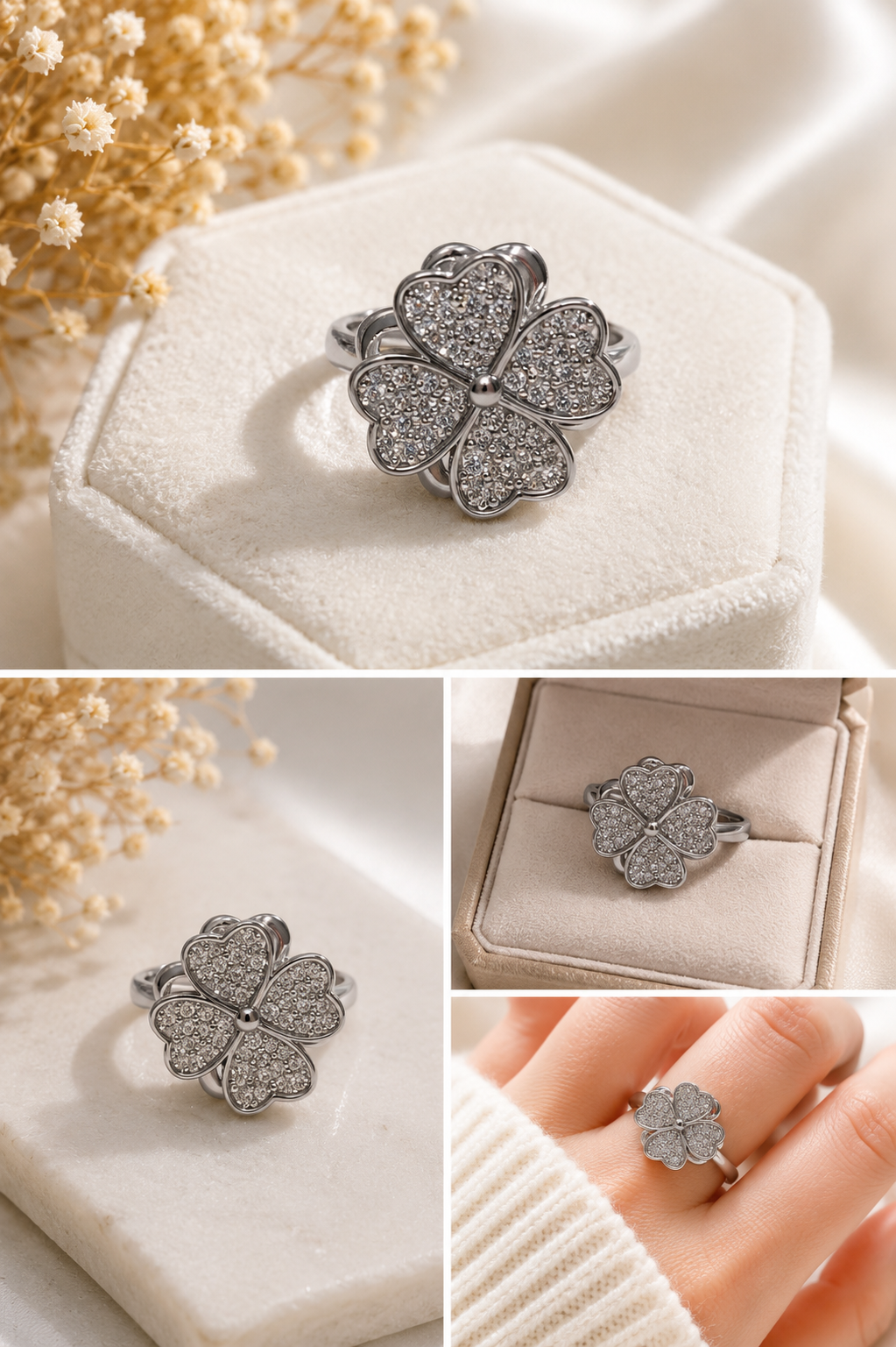 Bague porte bonheur anti-stress ajustable et pivotante
