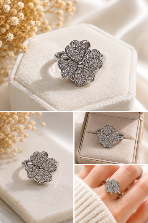 Bague porte bonheur anti-stress ajustable et pivotante