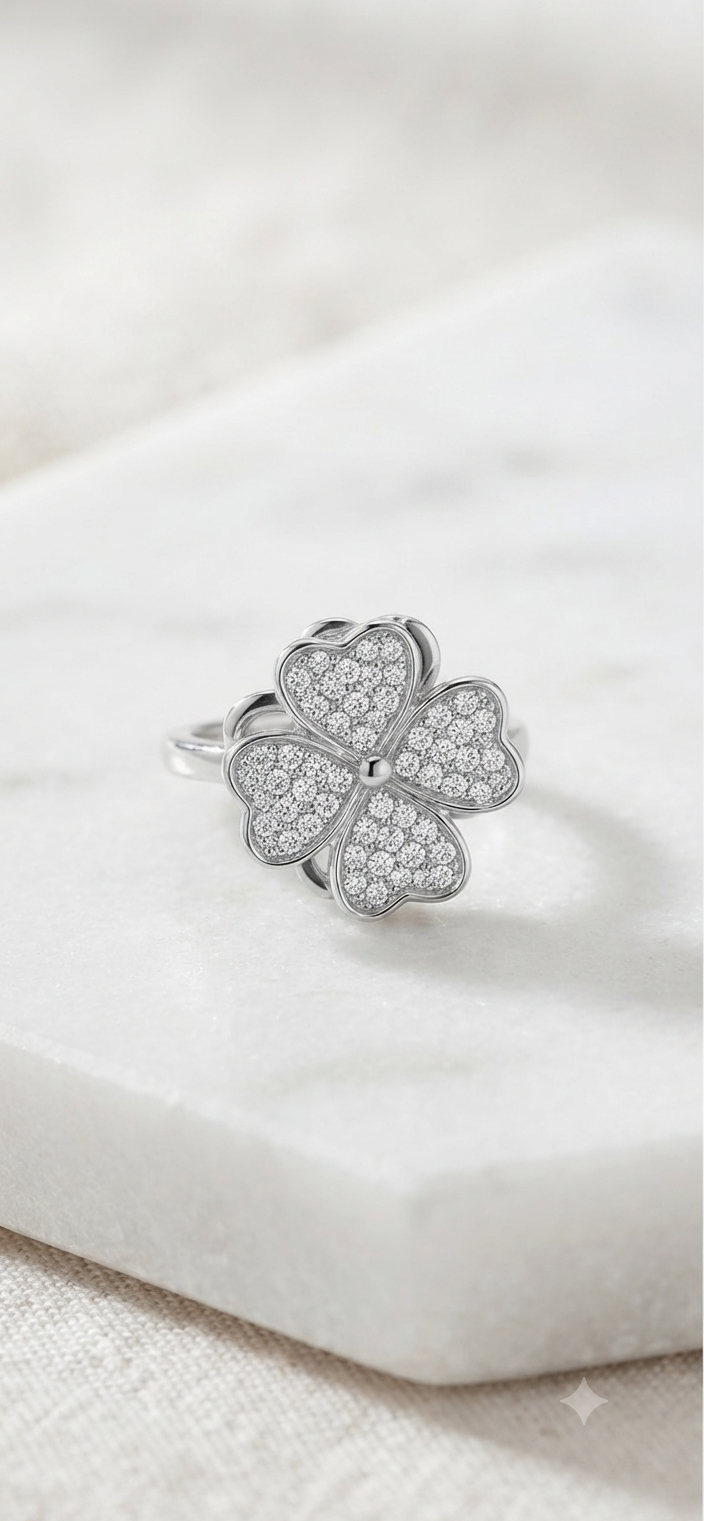 Bague porte bonheur anti-stress ajustable et pivotante