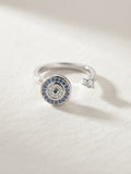 Bague ronde bleue anti-stress ajustable et pivotante