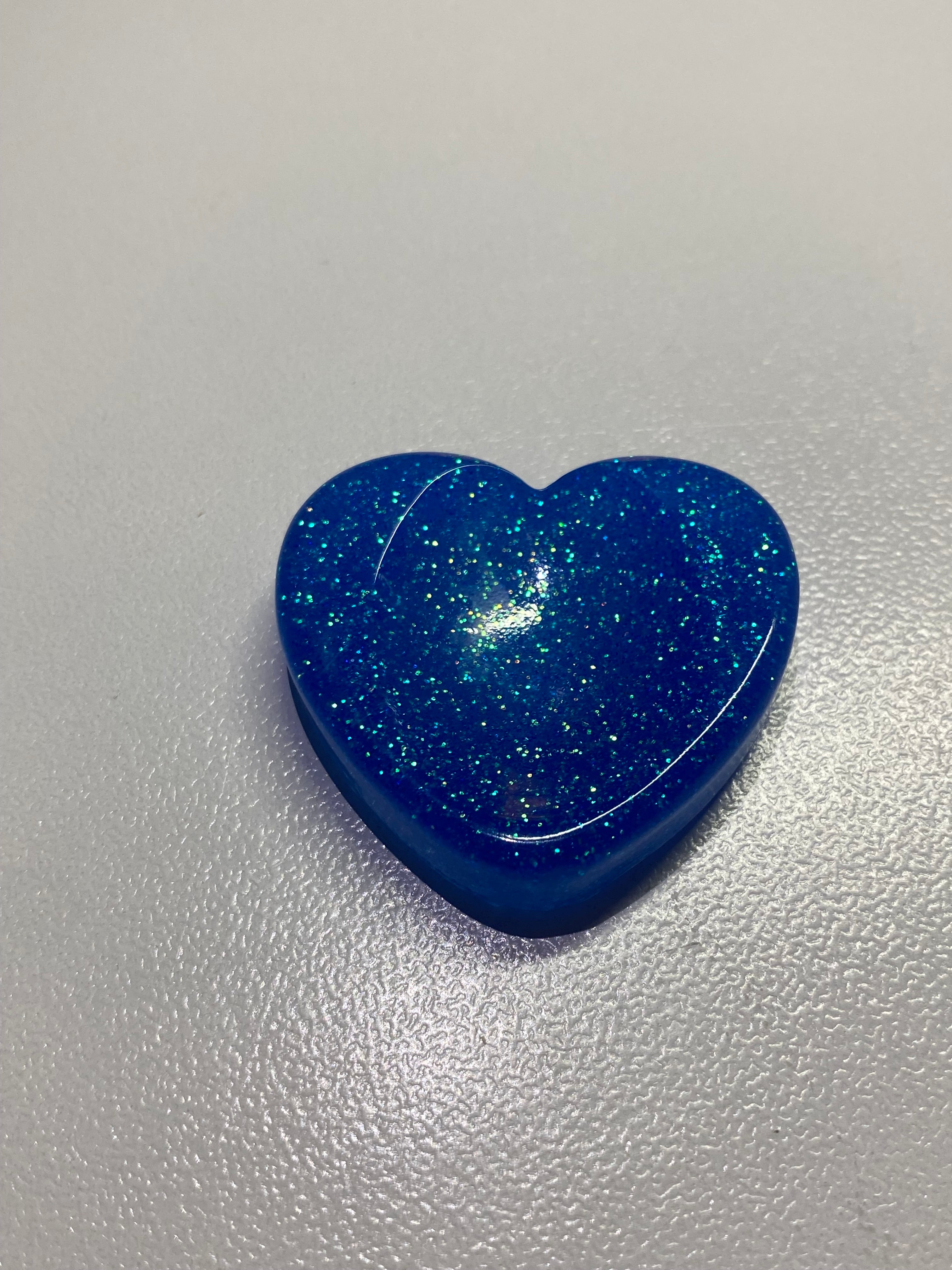 Galet sensoriel fait main paillettes bleu avec bulle