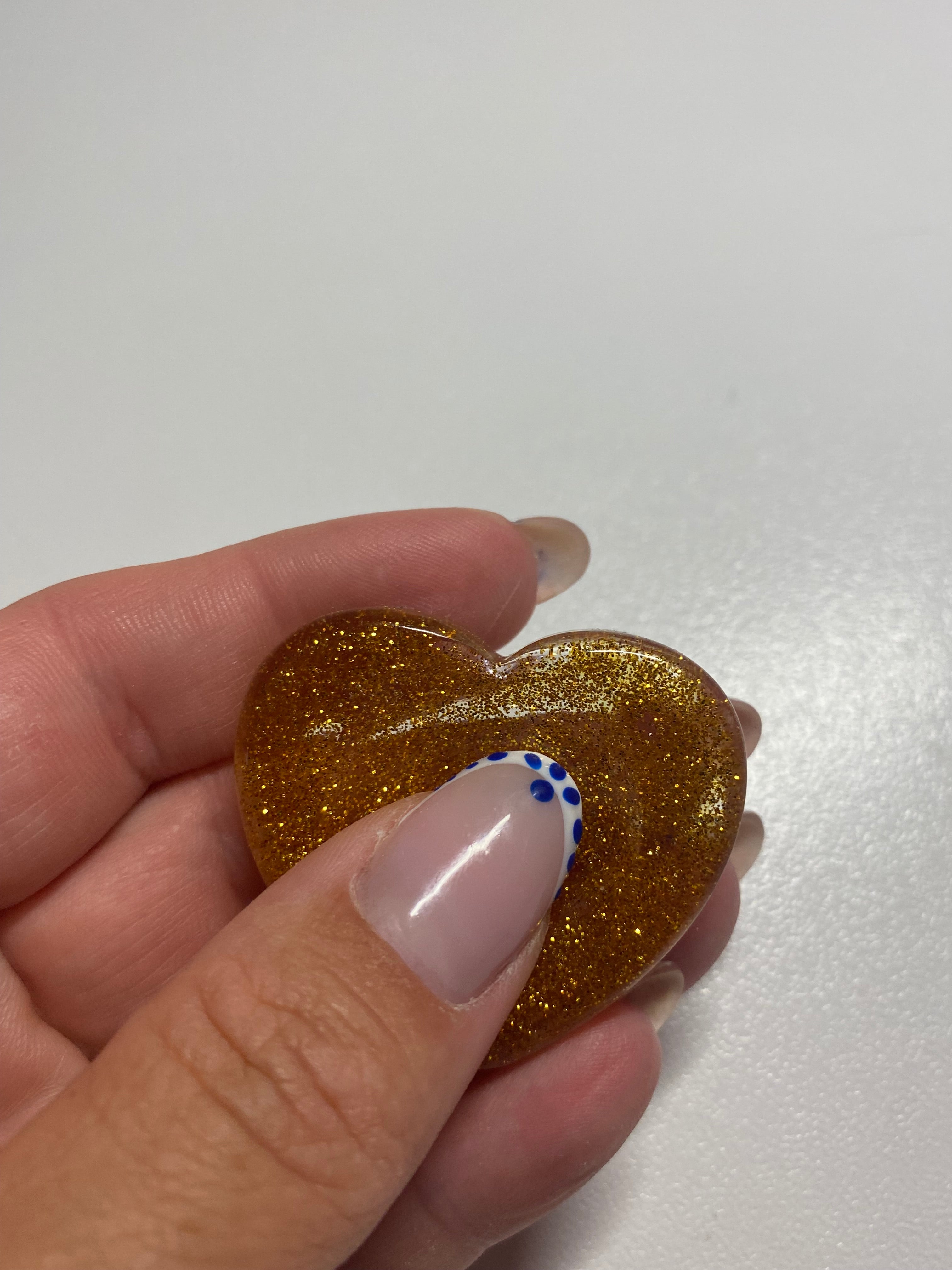 Galet sensoriel fait main paillettes doré et transparent
