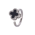 Bague noir et strass pivotante argenté anti-stress ajustable – Discrète & apaisante