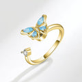 Bague papillon bleu pivotante anti-stress ajustable – Discrète &amp; apaisante