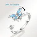 Bague papillon bleu pivotante anti-stress ajustable – Discrète & apaisante