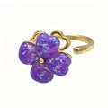Bague trèfle violet pailleté pivotant anti-stress ajustable