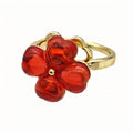 Bague trèfle rouge pivotant anti-stress ajustable