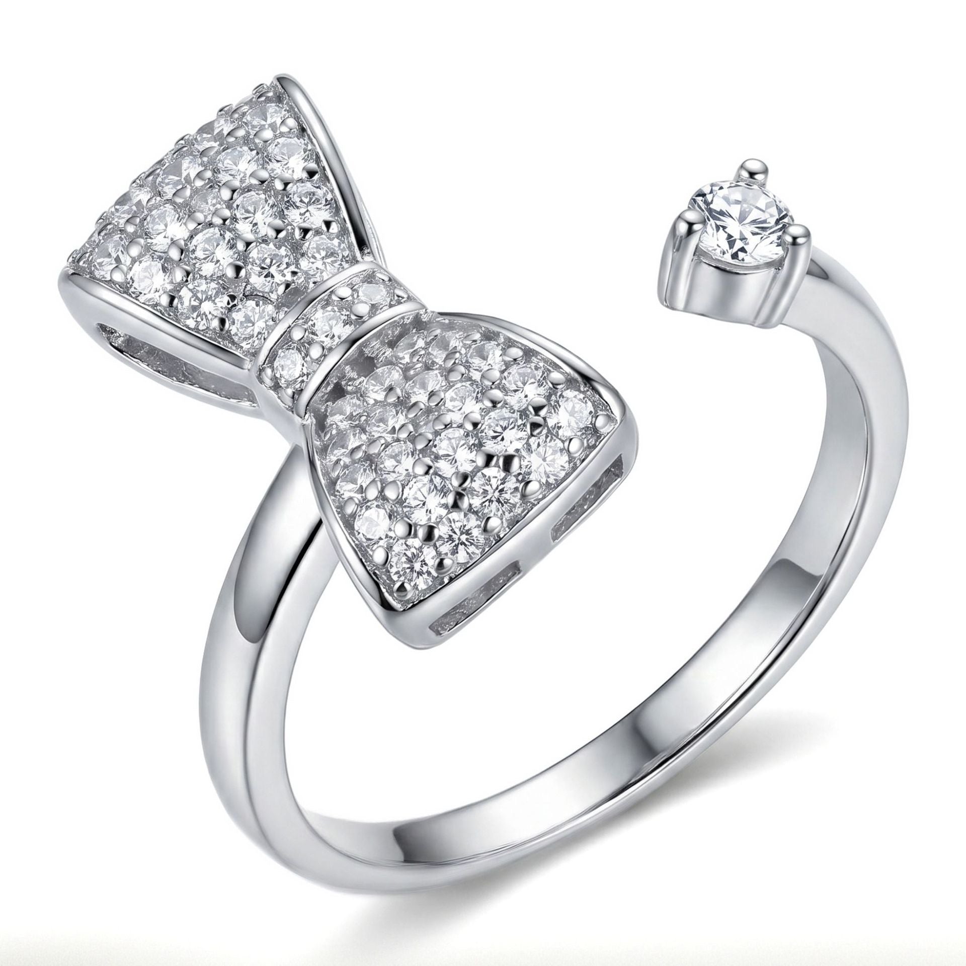 Bague nœud argenté pivotant anti-stress ajustable