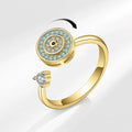 Bague ronde bleue et or pivotante anti-stress ajustable