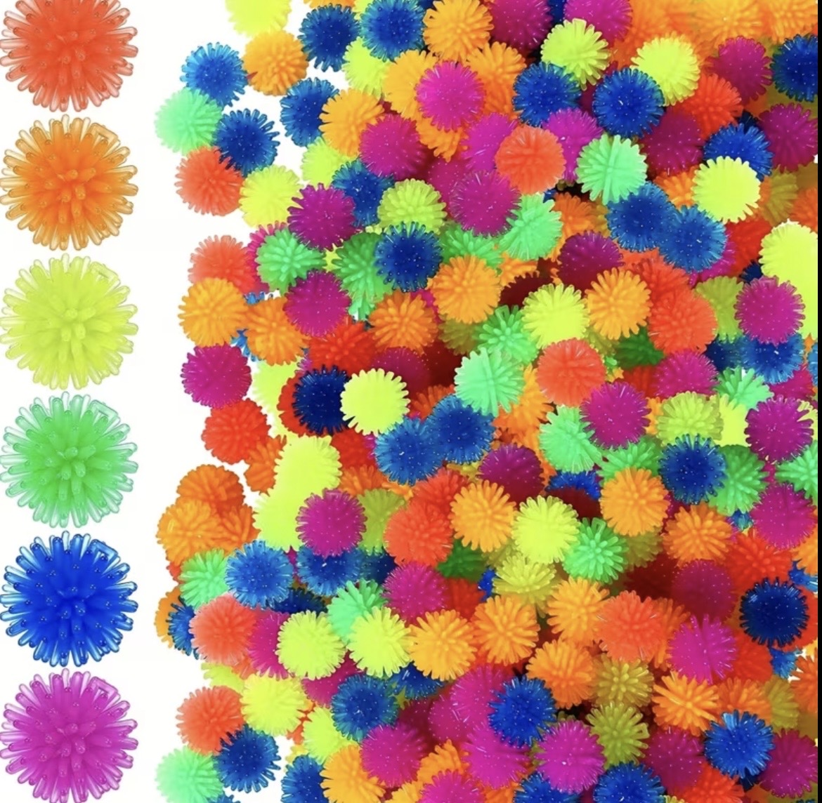 Balle à picots par 4 (couleur aléatoire) – Stimulation & anti-stress
