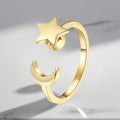 Bague étoile pivotante et lune anti-stress ajustable