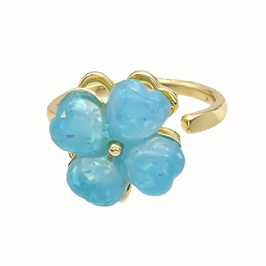 Bague trèfle pailleté pivotant anti-stress ajustable
