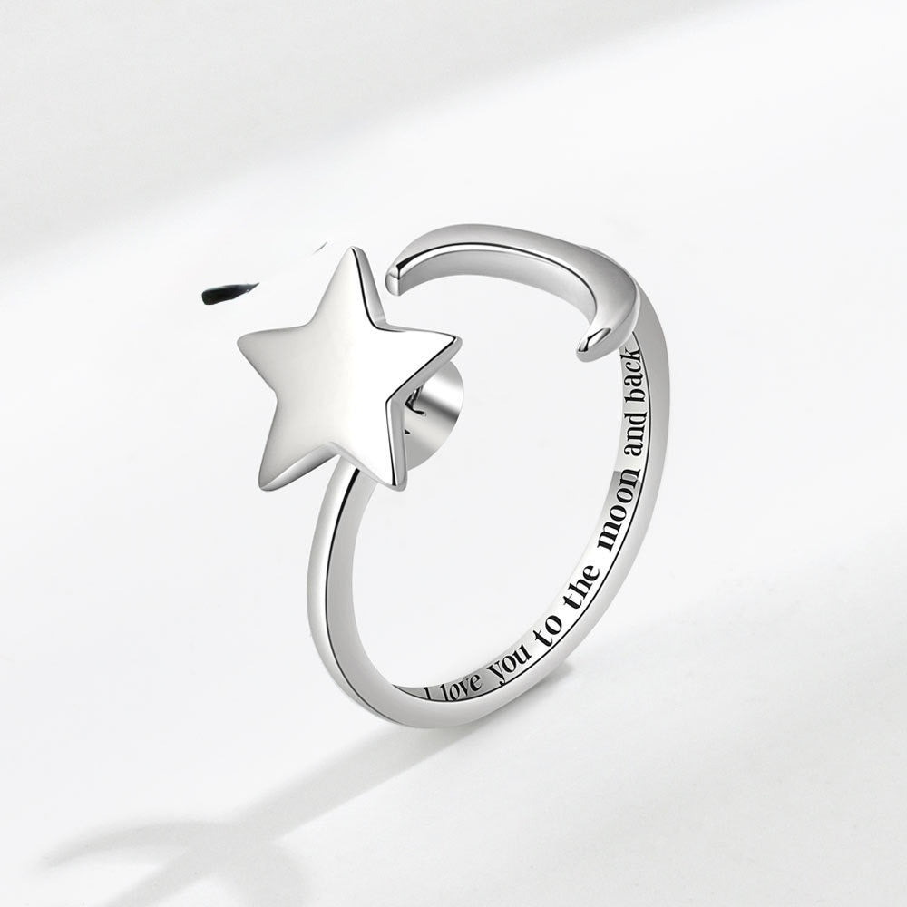 Bague étoile pivotante et lune anti-stress ajustable