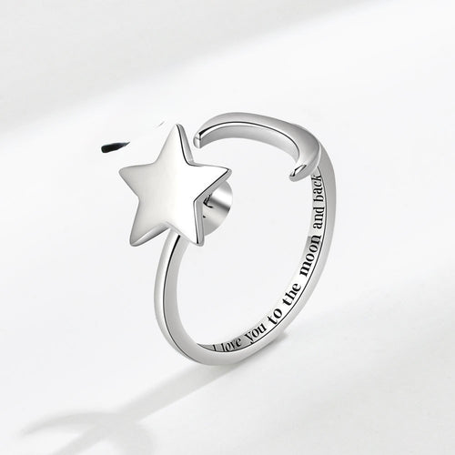 Bague étoile pivotante et lune anti-stress ajustable