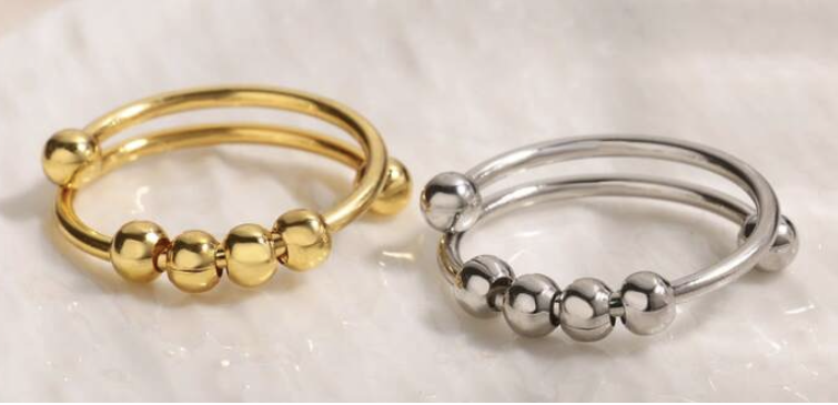 Bague anti-stress à 4 perles mobiles